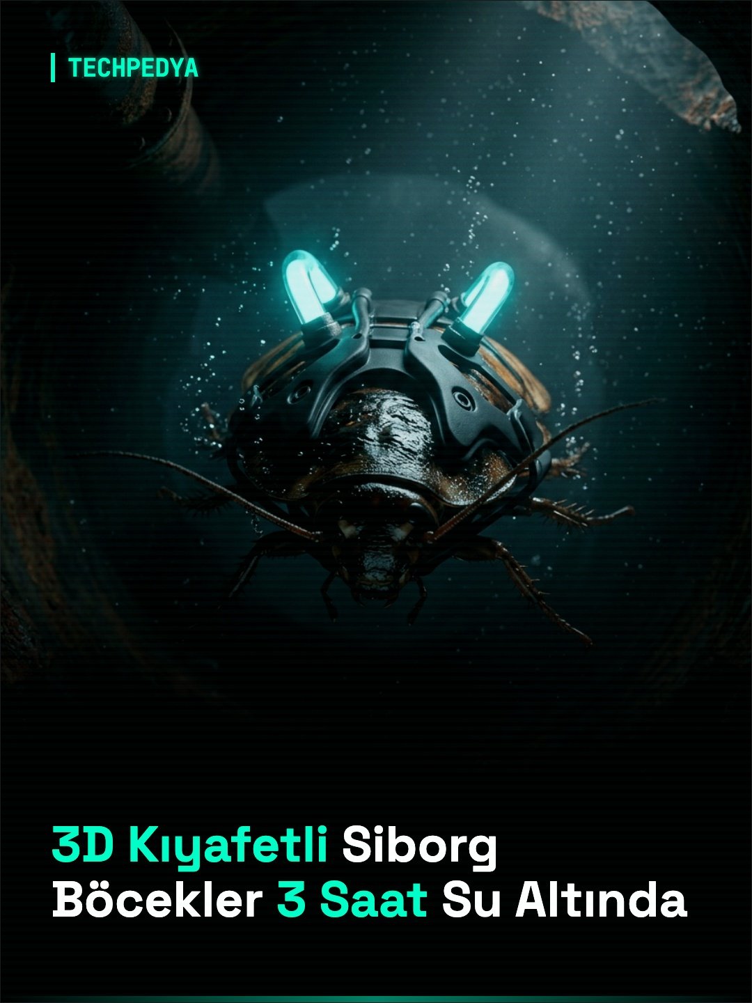 3D Kıyafetli Siborg Böcekler 3 Saat Su Altında