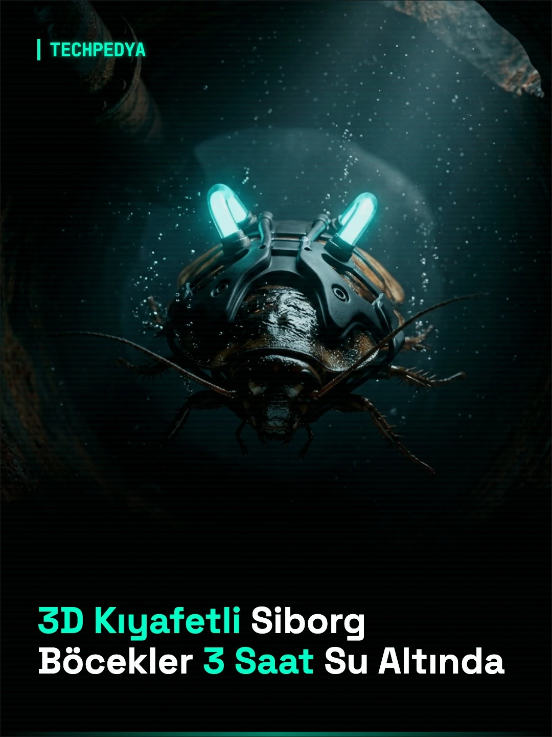 3D Kıyafetli Siborg Böcekler 3 Saat Su Altında